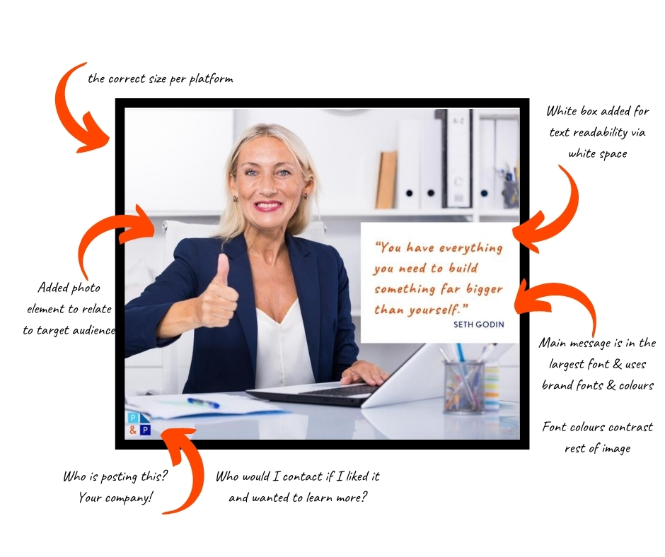 facebook ad with quote annotated